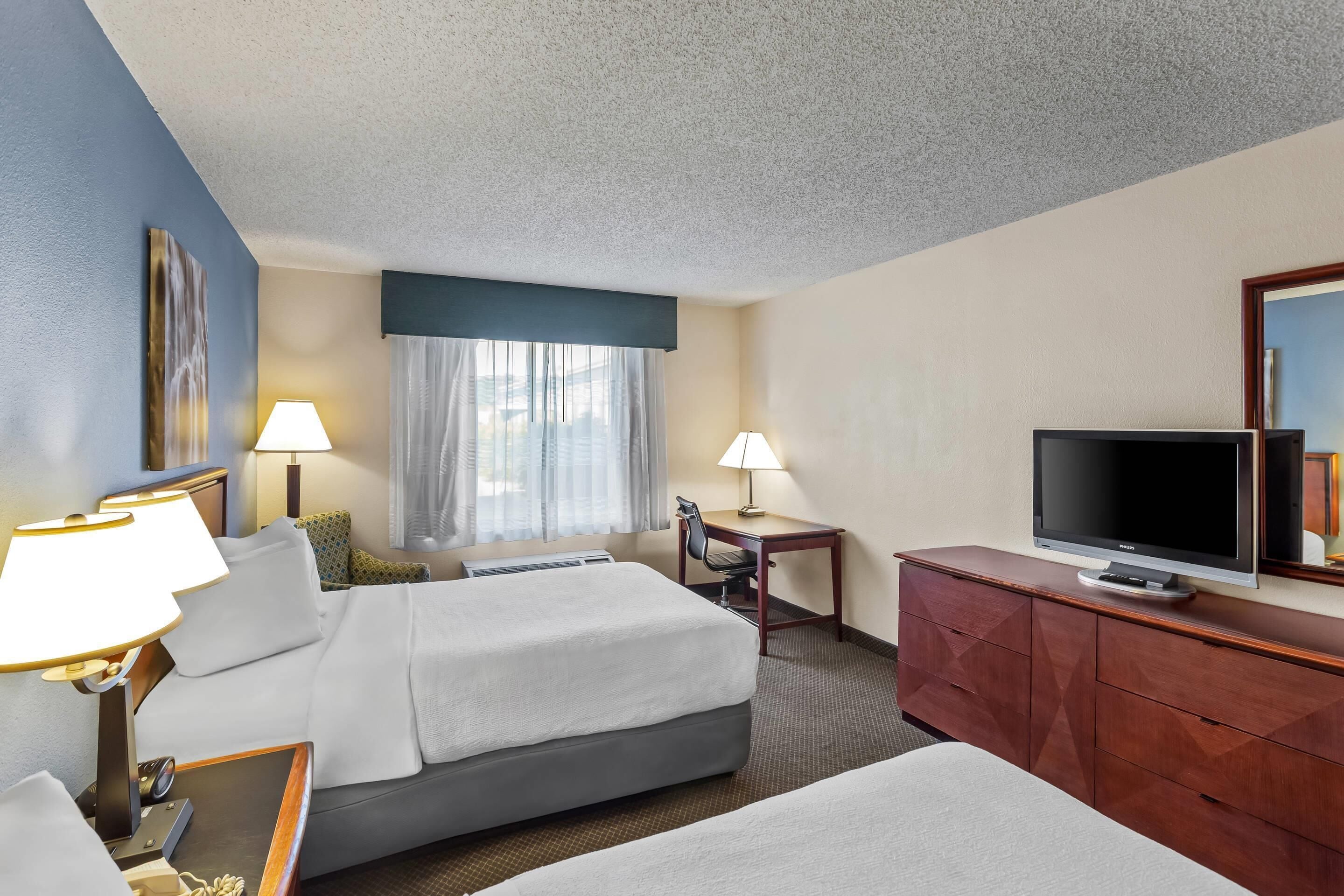 Standard Room, 2 Double Beds, Non Smoking | In-room safe, desk, iron/ironing board, free cribs/infant beds