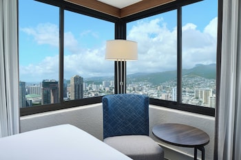 Hotel room view looking out at Holiday Inn Express Waikiki by IHG