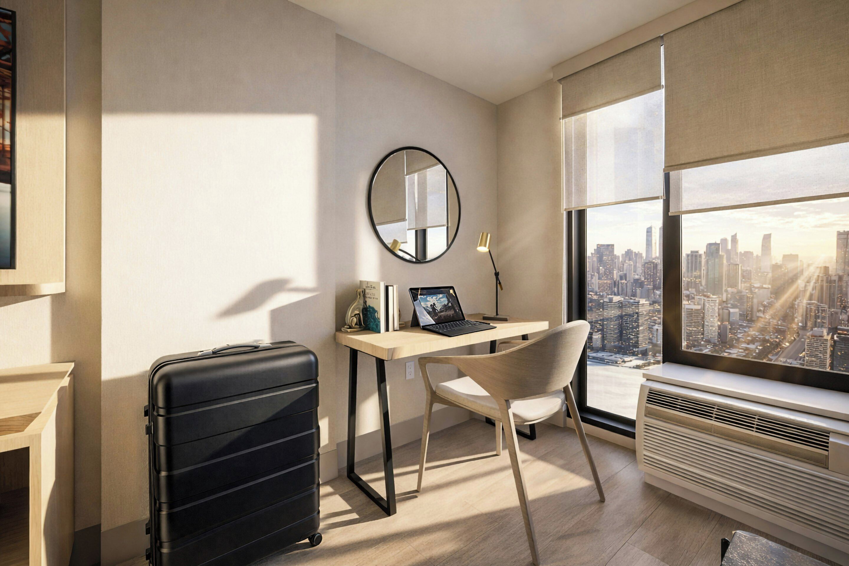 Schreibtisch, schallisolierte Zimmer, Bügeleisen/Bügelbrett