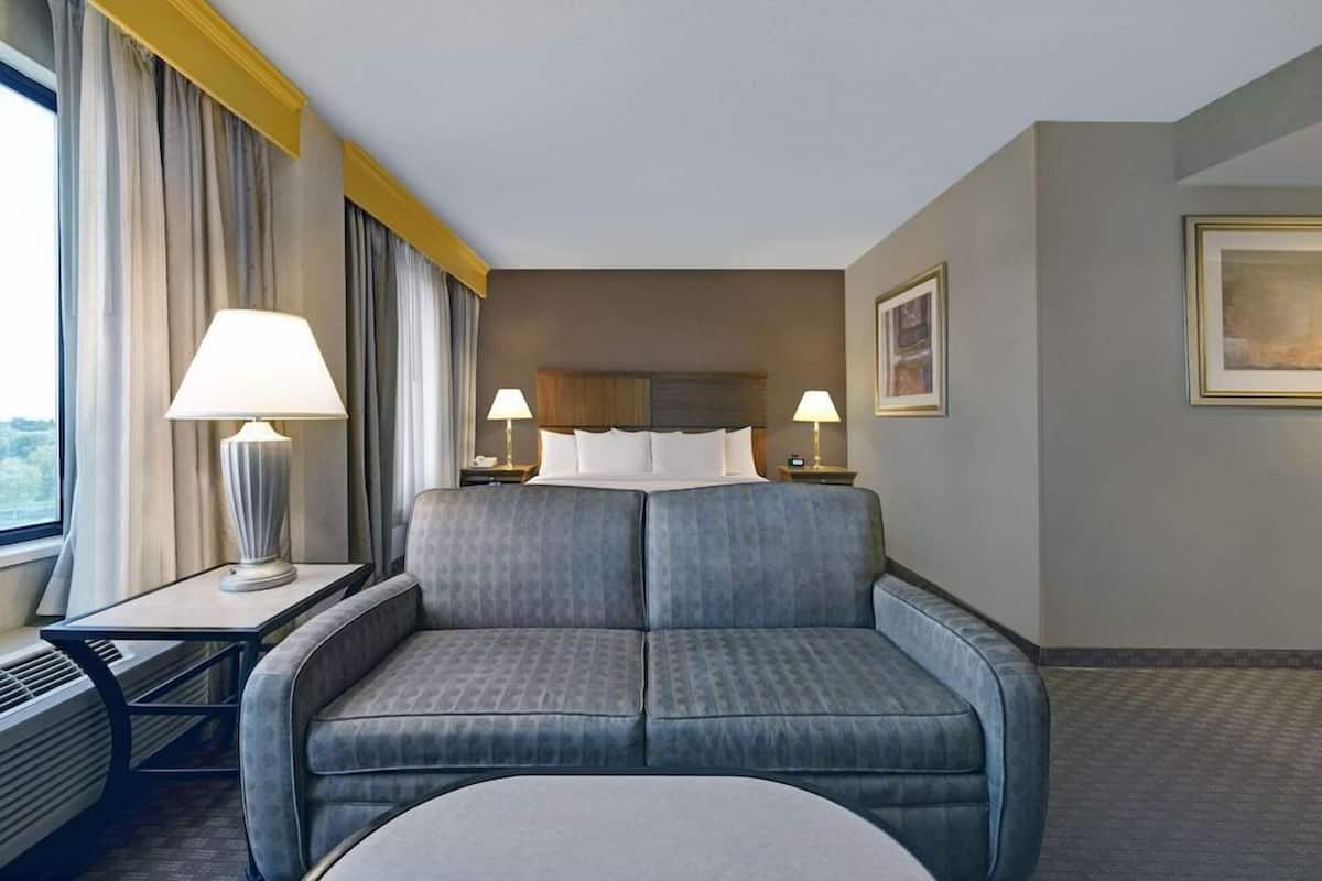 Hypo-allergenic bedding, down duvets, pillow-top beds, in-room safe