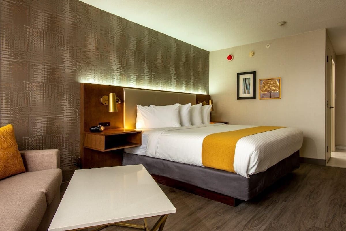 Premium bedding, Select Comfort beds, desk, blackout curtains