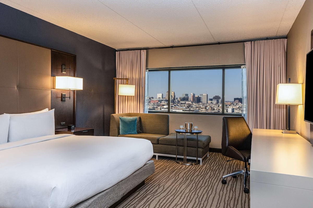 Kamer, 1 kingsize bed (Newark Skyline View) | Een kluis op de kamer, verduisterende gordijnen