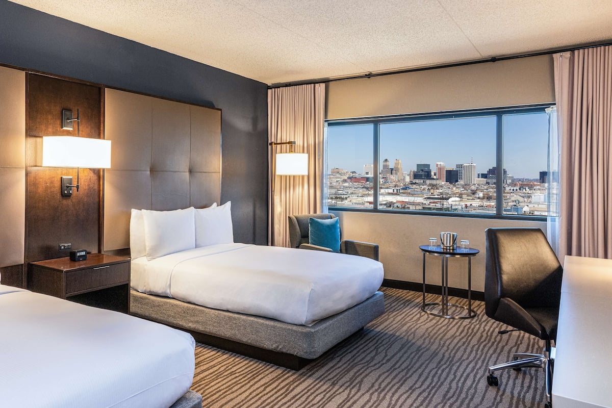 room, 2 double beds (newark skyline view) | in-room safe, blackout curtains, iron/ironing board