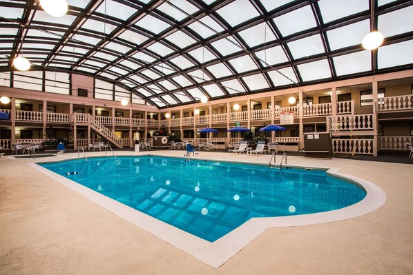 Indoor pool, open 8:30 AM to 10:00 PM, sun loungers