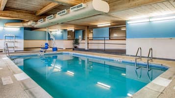 Indoor pool, open 9:30 PM to 10:00 PM, pool loungers
