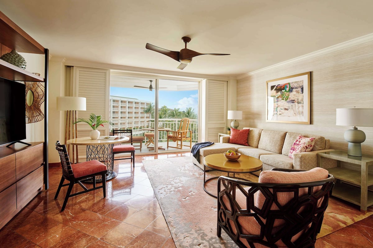Club Suite, 1 Bedroom, Transfer Shower (Napua Suite, Accessible) | Living area | 65-inch TV with digital channels, table football, pay films