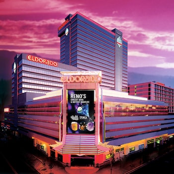 Hotel exterior and entrance at Eldorado Resort Casino at THE ROW