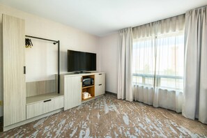 Desk, blackout drapes, iron/ironing board, free WiFi