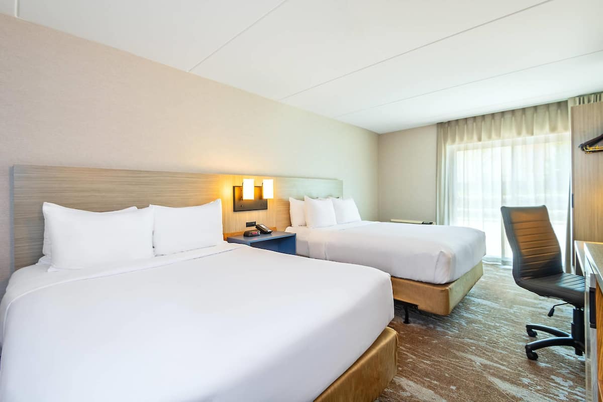 Room, 2 Queen Beds, Non Smoking | Desk, blackout curtains, iron/ironing board, travel cot