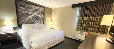 Premium bedding, desk, iron/ironing board, free cribs/infant beds