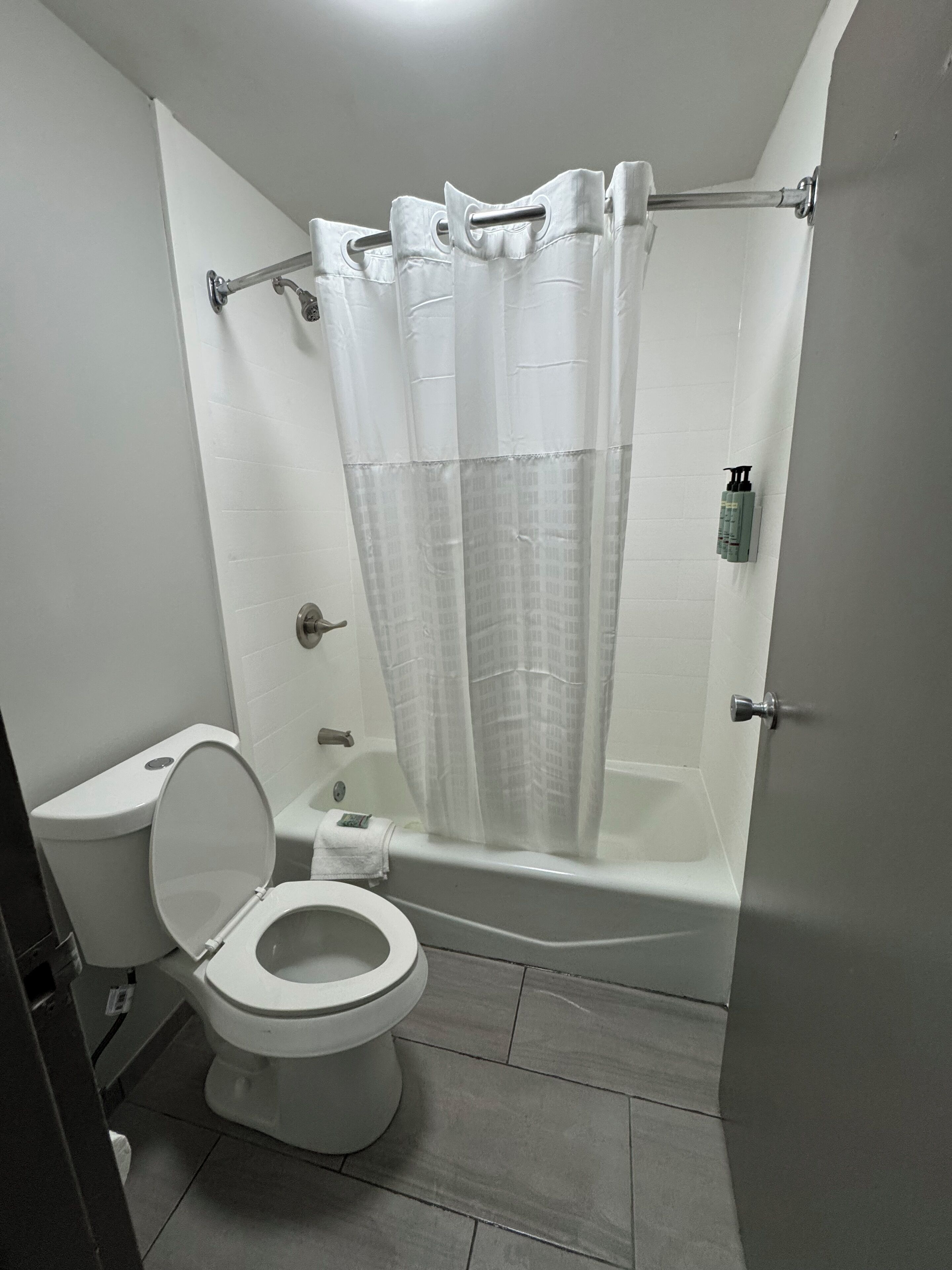 combined shower/bathtub, eco-friendly toiletries, hair dryer, towels