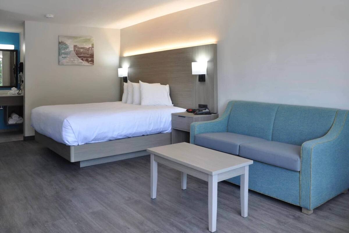 Standaard kamer, 1 kingsize bed, niet-roken | Pillowtop-bedden, verduisterende gordijnen, een strijkplank/strijkijzer