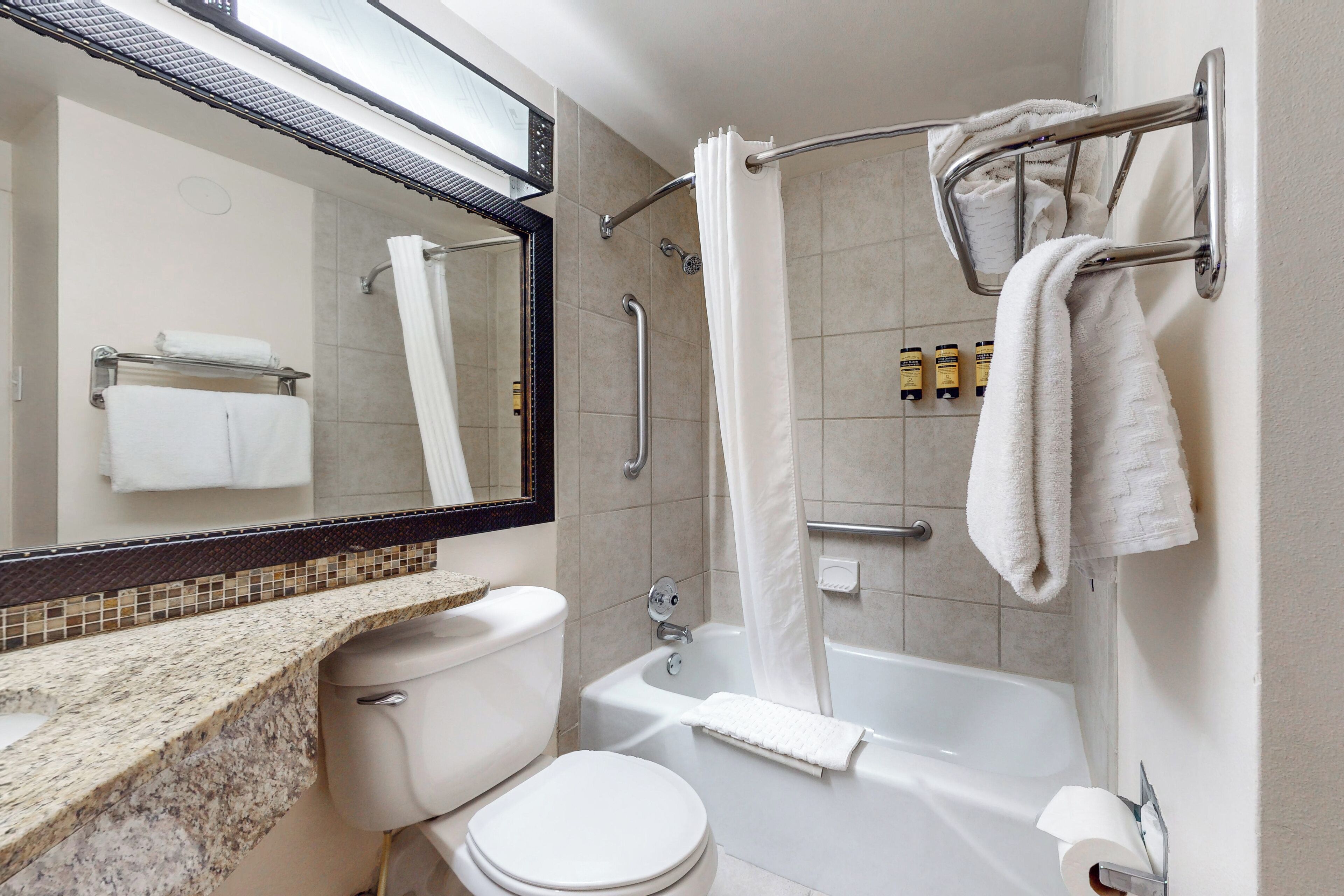 standard room, 1 king bed, non smoking (pet friendly) | bathroom | eco-friendly toiletries, hair dryer, towels, soap