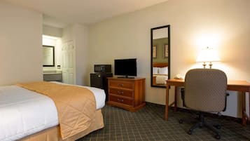 Desk, laptop workspace, iron/ironing board, cots/infant beds