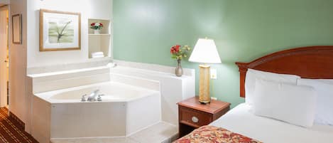 Room, 1 King Bed, Non Smoking, Jetted Tub | Premium bedding, pillowtop beds, desk, laptop workspace