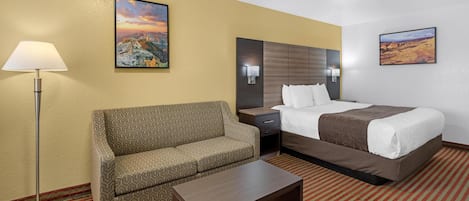 Premium bedding, pillowtop beds, desk, laptop workspace