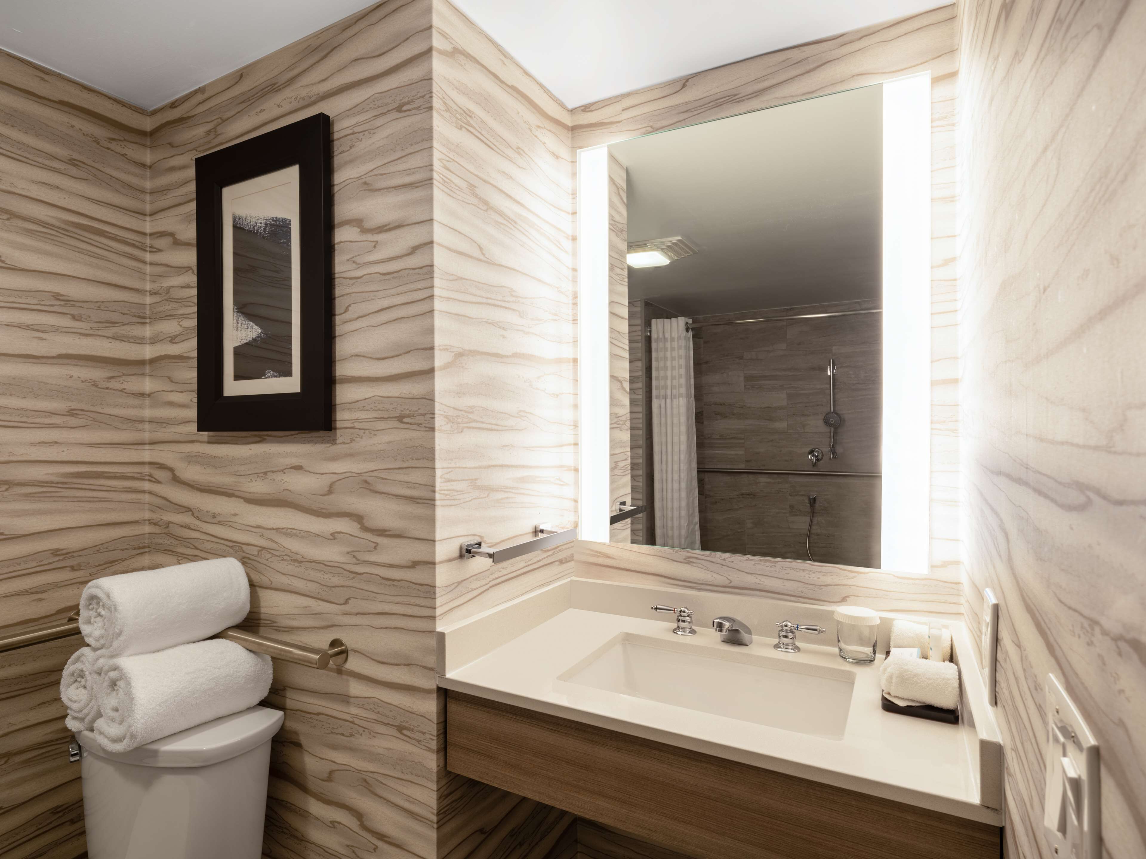 free toiletries, hair dryer, towels, soap