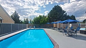 Outdoor pool, pool loungers