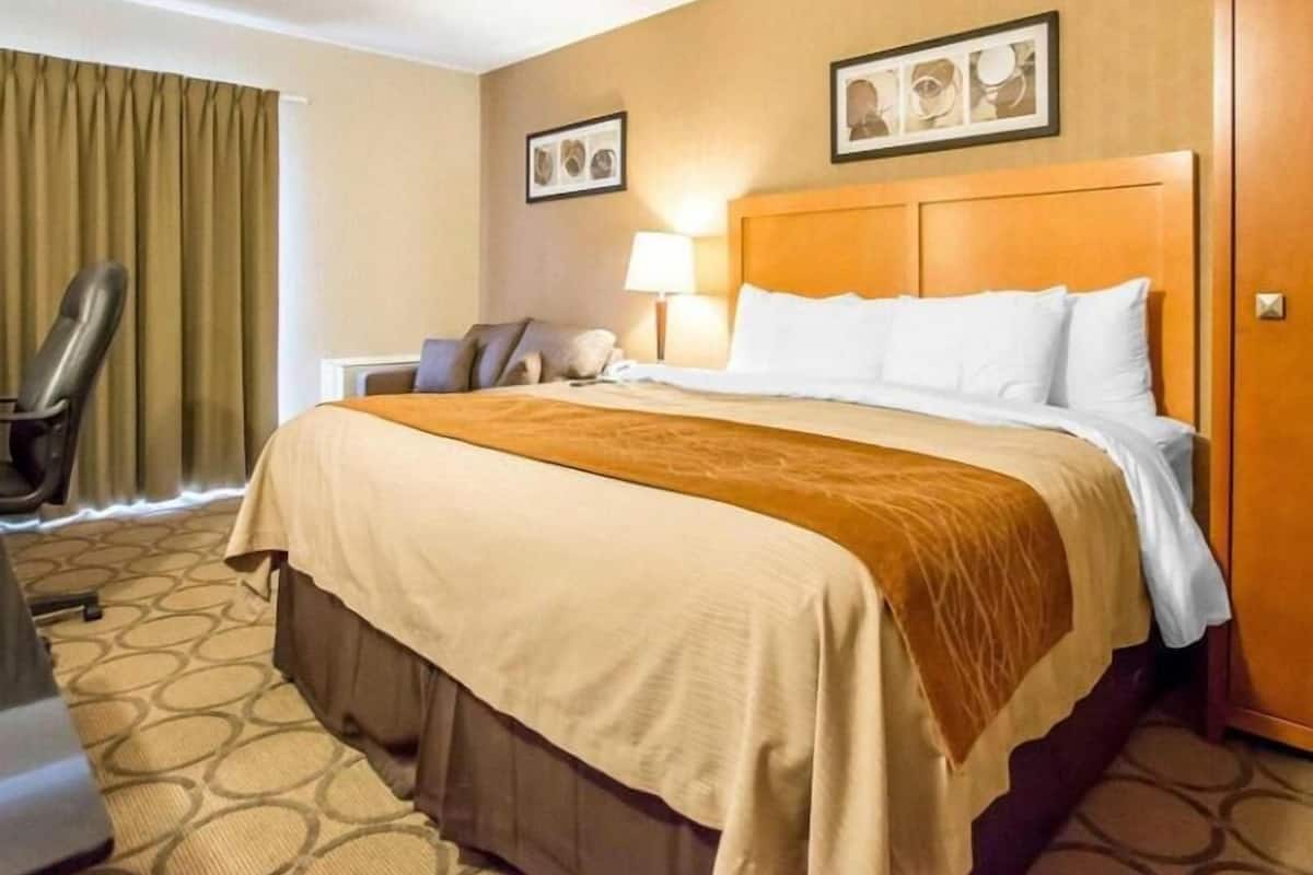 Premium bedding, pillowtop beds, desk, blackout drapes