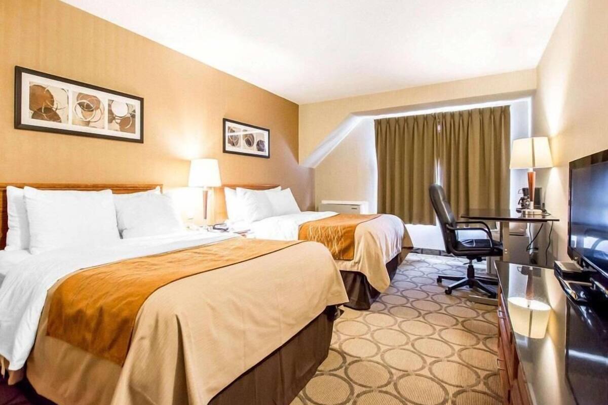 Premium bedding, pillowtop beds, desk, blackout drapes