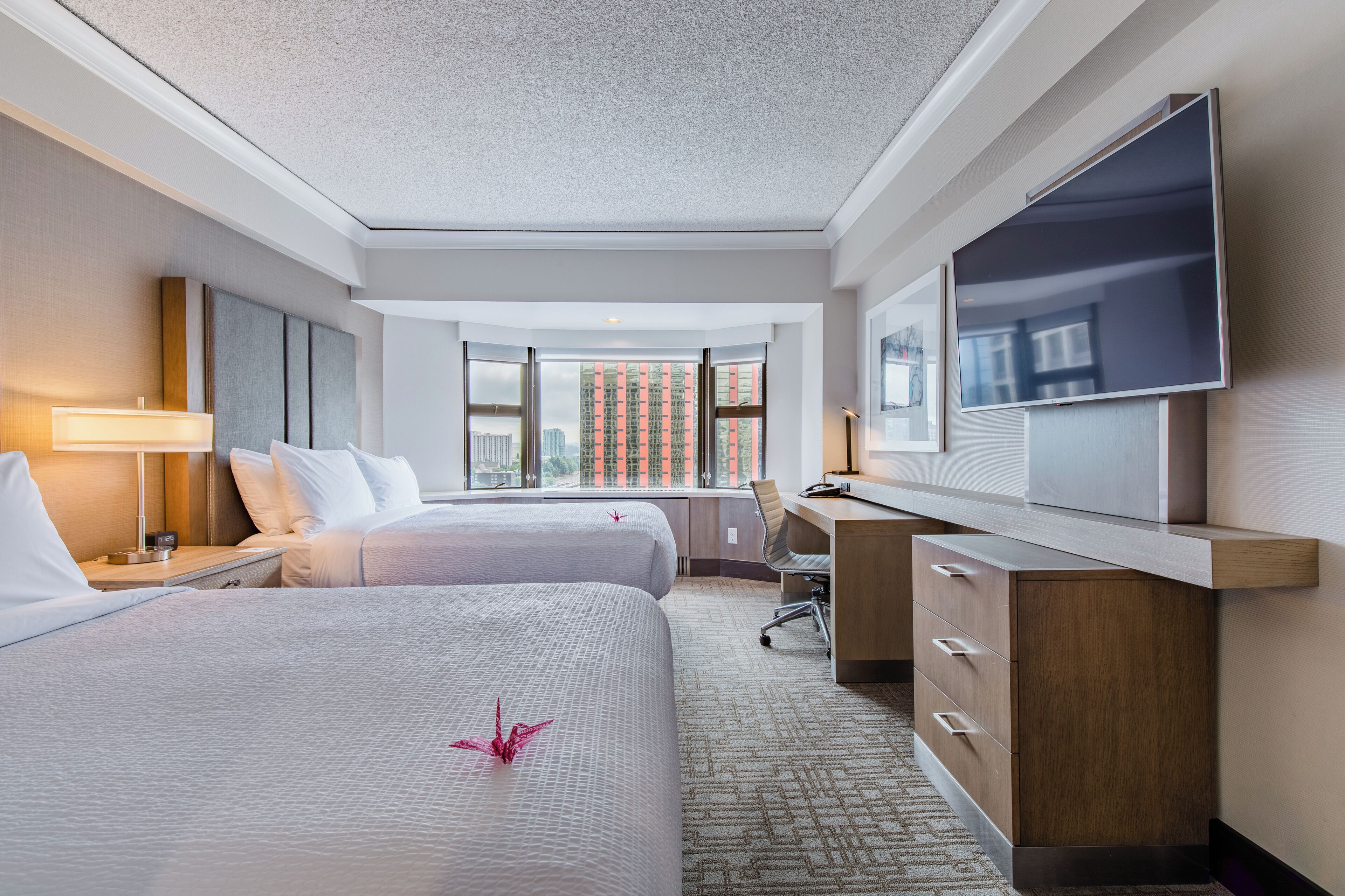 In-room safe, blackout drapes, free cribs/infant beds