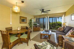 Suite, 1 Bedroom, Garden View | Living area | Flat-screen TV