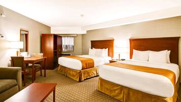 Pillowtop beds, desk, blackout drapes, soundproofing