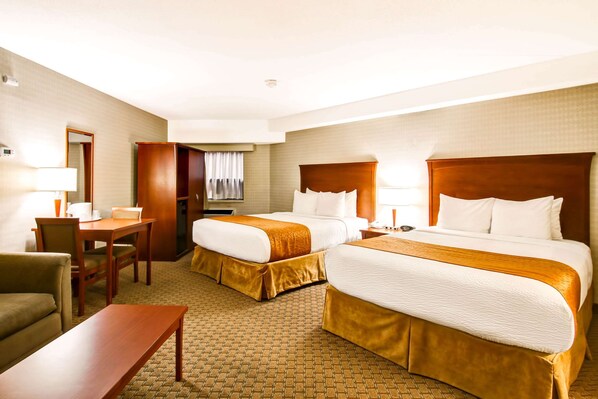 Pillow-top beds, desk, blackout curtains, soundproofing