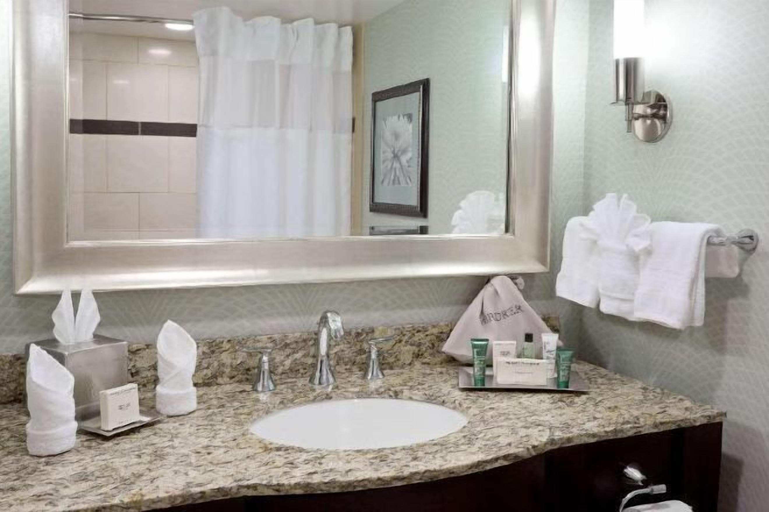 Bathroom | Designer toiletries, hair dryer, towels