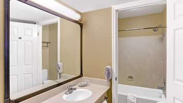 Eco-friendly toiletries, hair dryer, towels
