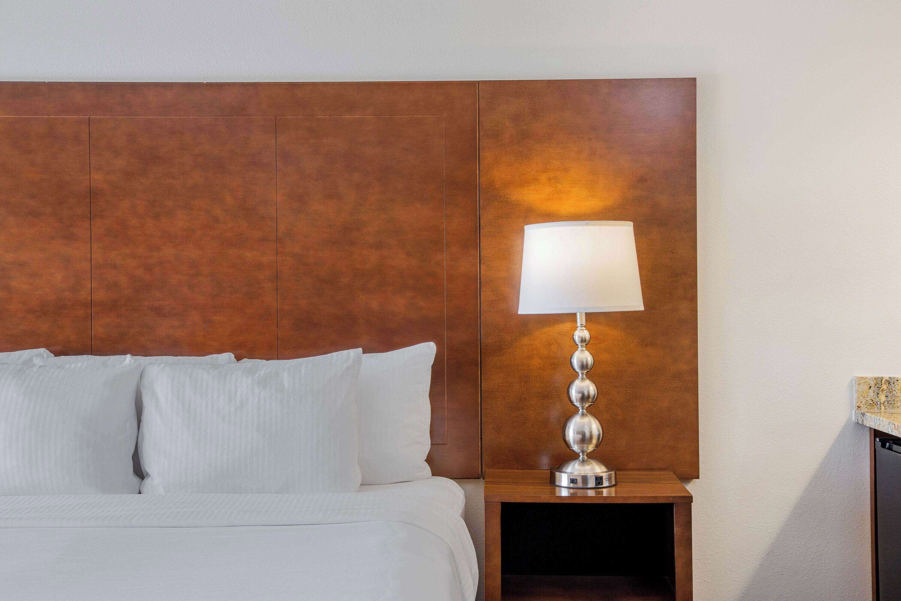 Premium bedding, pillowtop beds, desk, blackout drapes