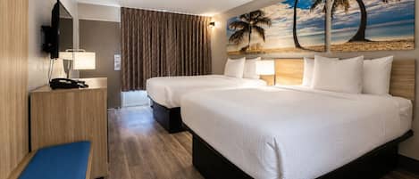 Room, 2 Queen Beds, Non Smoking | In-room safe, desk, laptop workspace, iron/ironing board