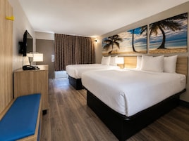 Room, 2 Queen Beds, Non Smoking | In-room safe, desk, laptop workspace, iron/ironing board