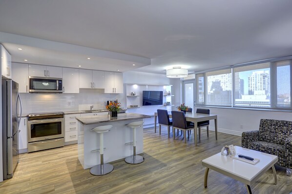 Luxury Suite, 2 Double Beds | Premium bedding, blackout drapes, iron/ironing board, free WiFi