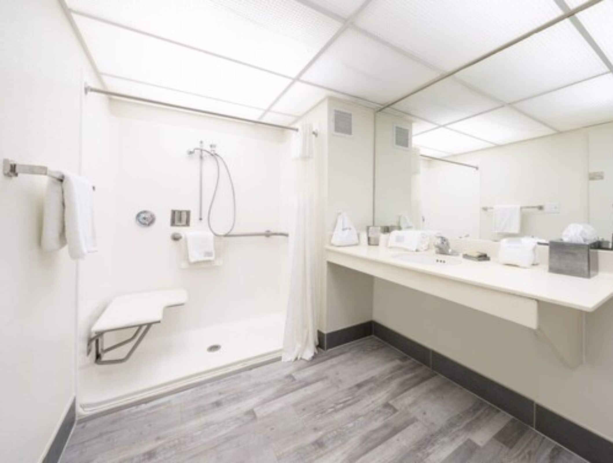 shower, eco-friendly toiletries, towels