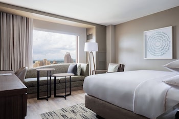 Premium bedding, pillowtop beds, in-room safe, desk at San Antonio Marriott Rivercenter on the River Walk