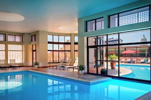 Indoor pool, outdoor pool, open 6 AM to 11 PM, sun loungers