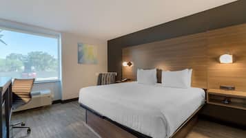 Quarto standard, 1 cama King, geladeira e micro-ondas | Edredons de pluma, escrivaninha, espaço de trabalho para notebook