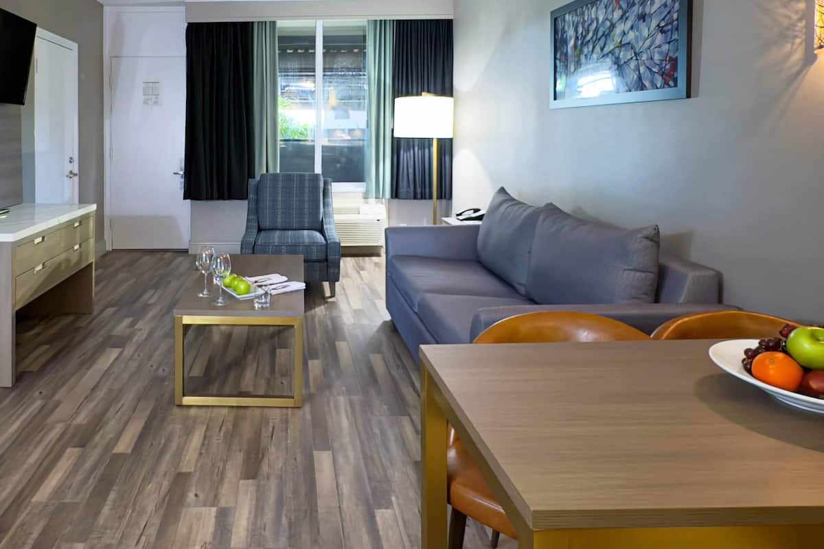 Suite, 1 habitación, para no fumadores, vista a la alberca | Caja de seguridad en la habitación y escritorio