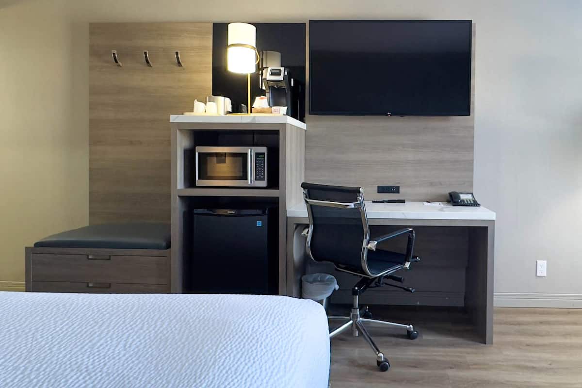 Habitación, 1 cama King size, para no fumadores, refrigerador y microondas | Caja de seguridad en la habitación y escritorio