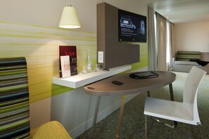 In-room safe, desk, blackout curtains, soundproofing