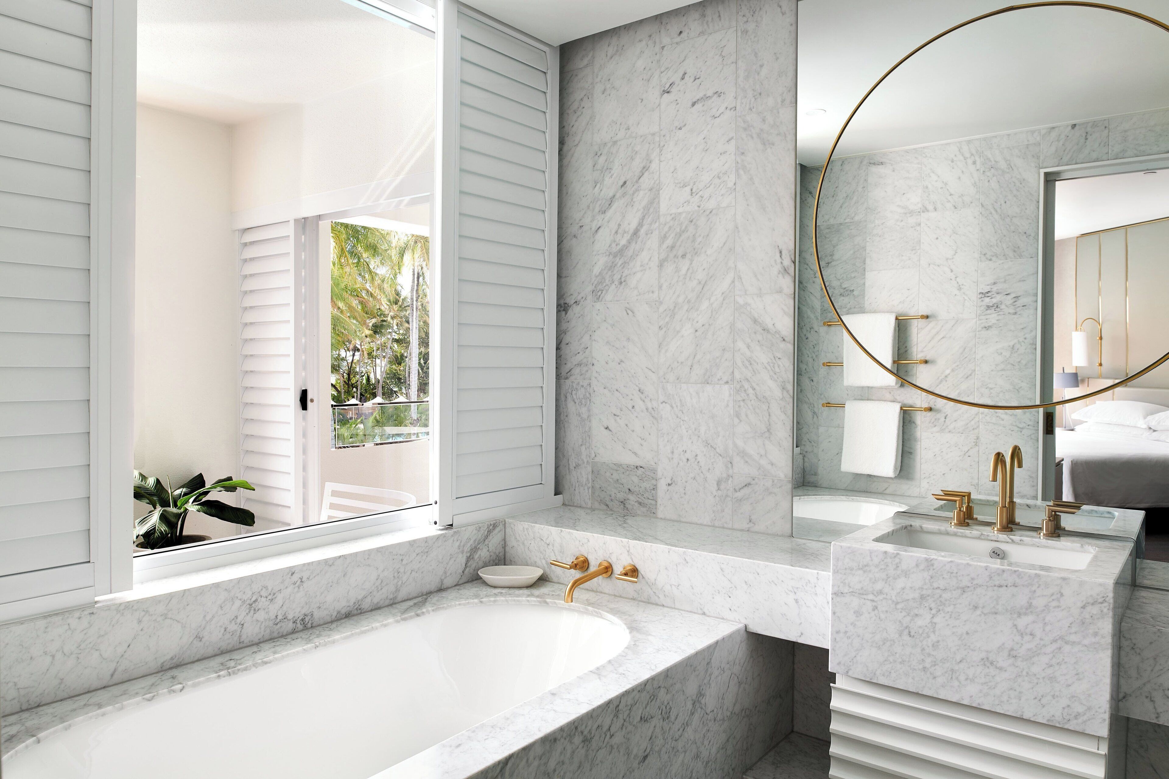 presidential suite, 1 bedroom, lagoon view | bathroom | combined shower/bathtub, designer toiletries, hair dryer, bathrobes