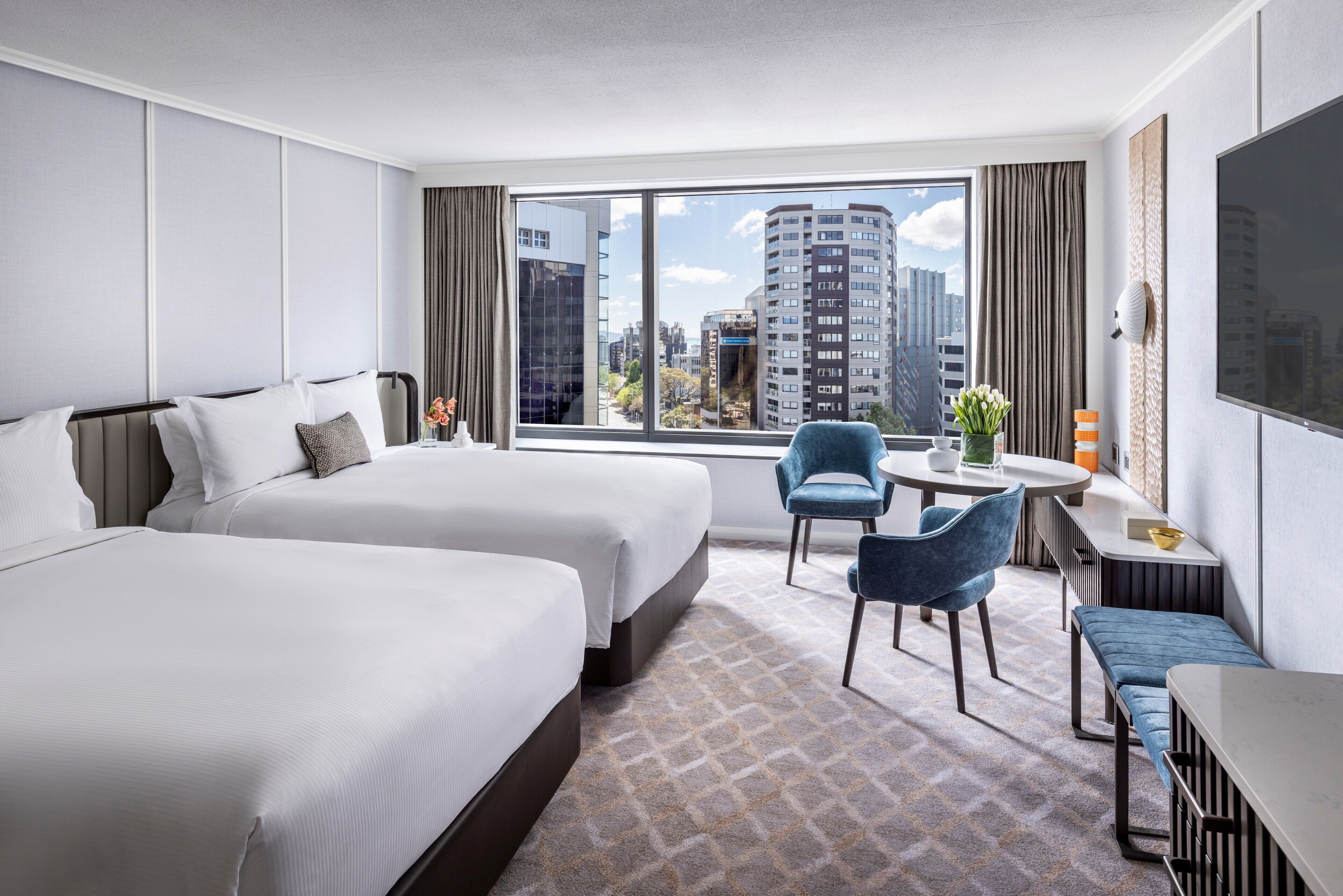 Premier Twin Room, 2 Double Beds (Pinnacle Tower) | Premium bedding, in-room safe, desk, laptop workspace