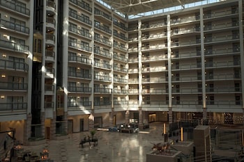 View from property looking out at Renaissance Austin Hotel