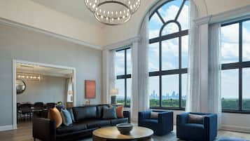 Premium bedding, pillowtop beds, desk, laptop workspace