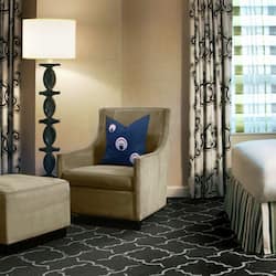 37-inch TV with cable channels, video-game console, pay movies