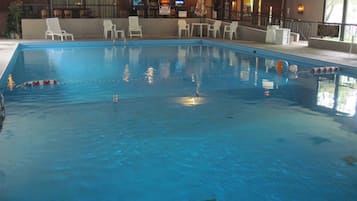 Indoor pool, open 8:00 AM to 9:00 PM, sun loungers