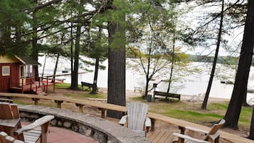 On the beach, sun-loungers, kayaking, motor boating