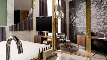 Frette Italian sheets, premium bedding, down duvets, minibar