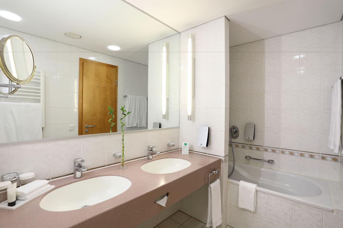 free toiletries, hair dryer, bathrobes, slippers